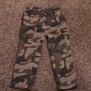 Camouflage pants elastic waist velcro pockets
